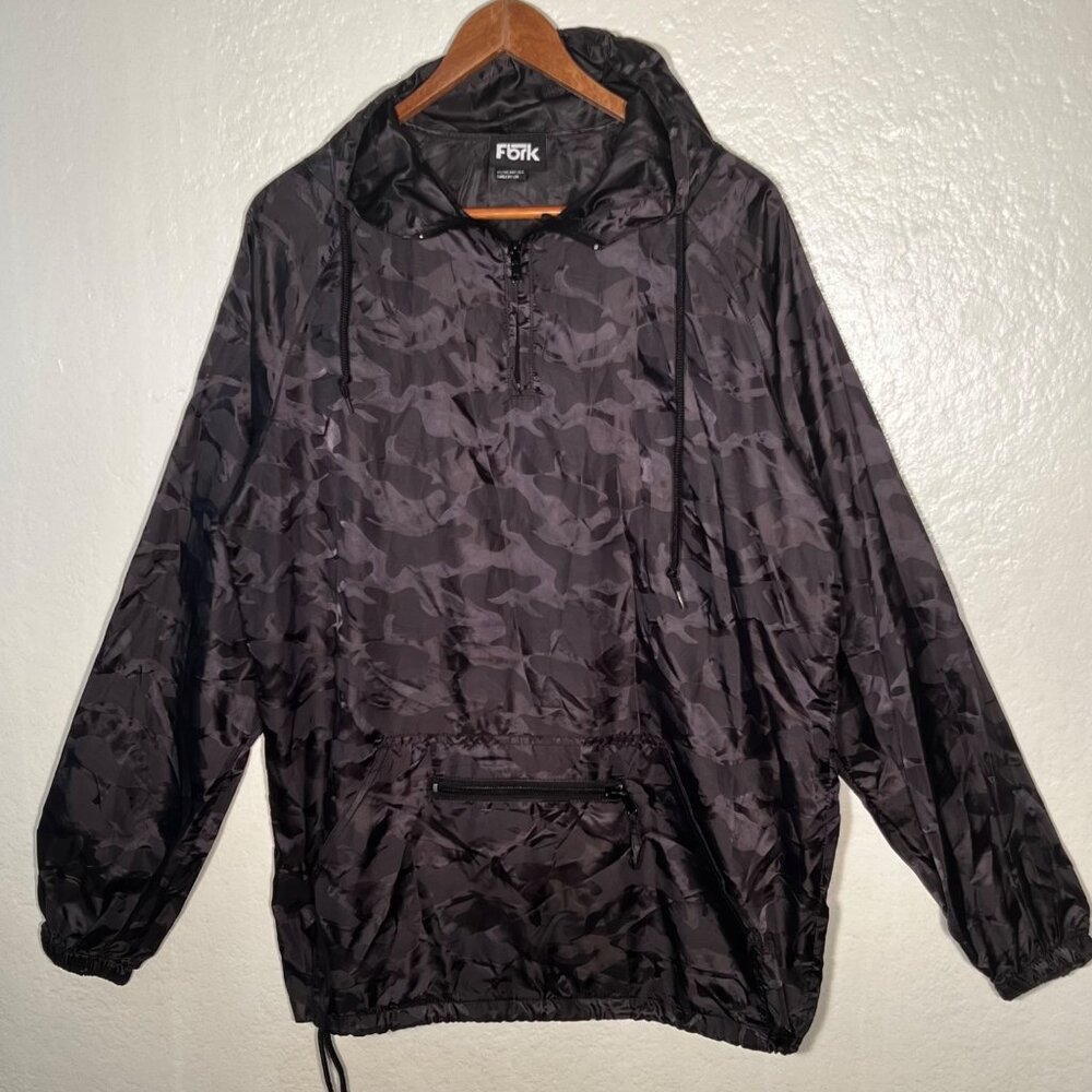 FBRK MEN'S NYLON ANORAK JACKET Small Windbreaker Hood & Front Pocket Zip